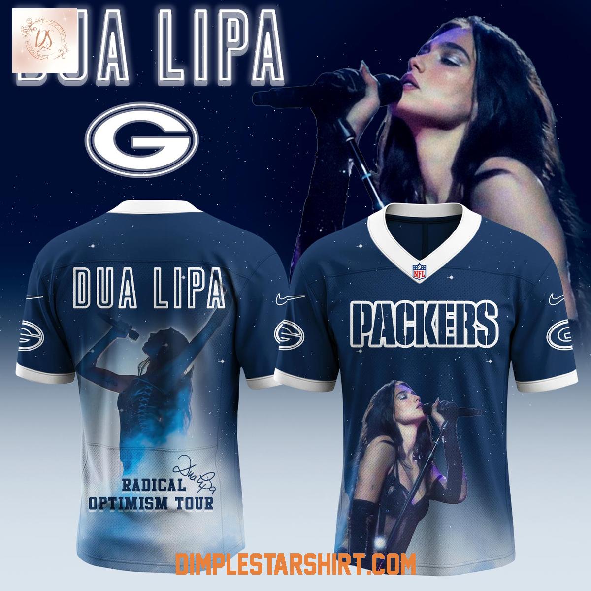 Green Bay Packers x Dua Lipa Radical Optimism Tour Football Jersey Green Bay Packers x Dua Lipa Radical Optimism Tour Football Jersey