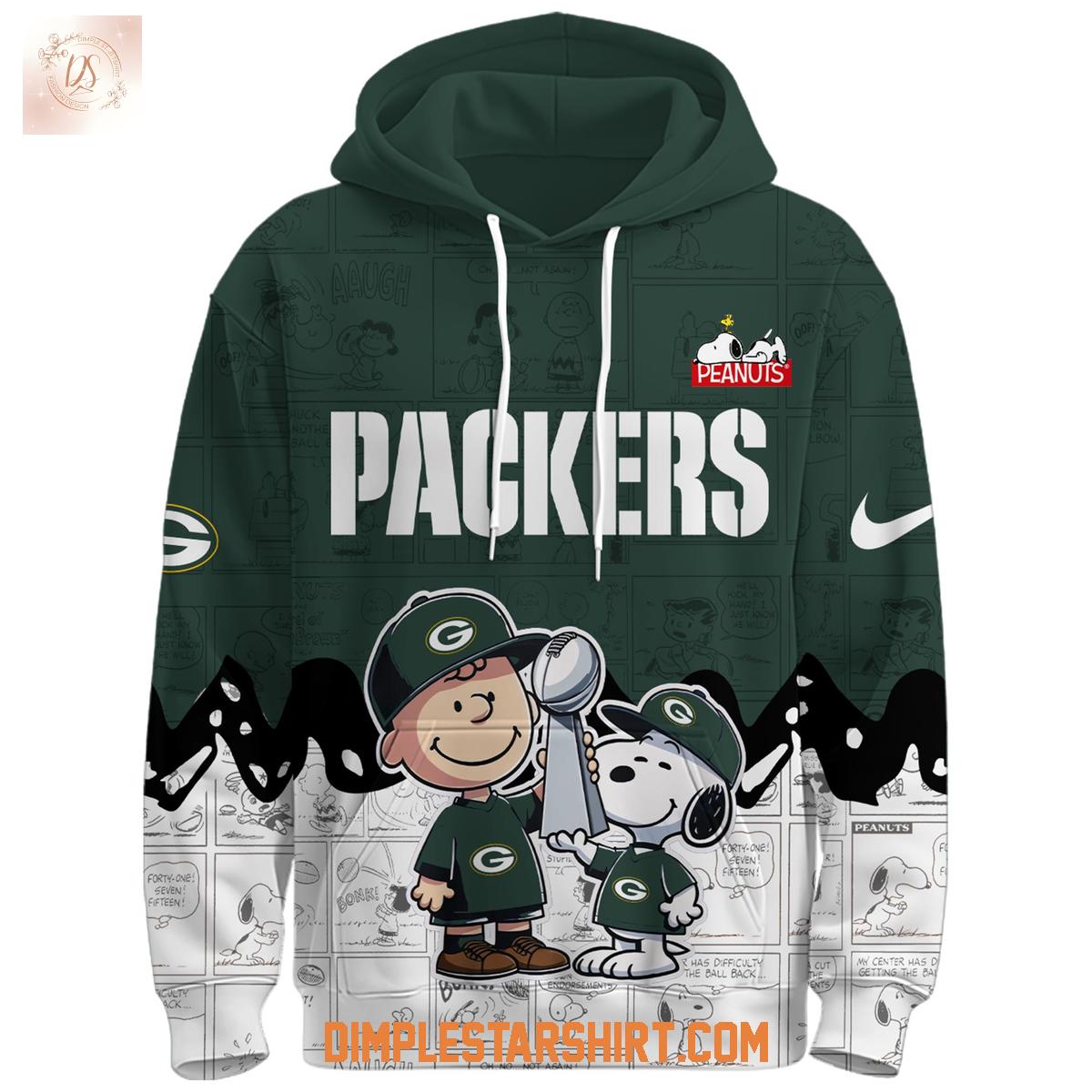 Green Bay Packers x Snoopy Peanuts Night Hoodie Shirt Green Bay Packers x Snoopy Peanuts Night Hoodie Shirt