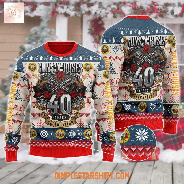 Guns N’ Roses 40 Years Celeberation Christmas Ugly Sweater