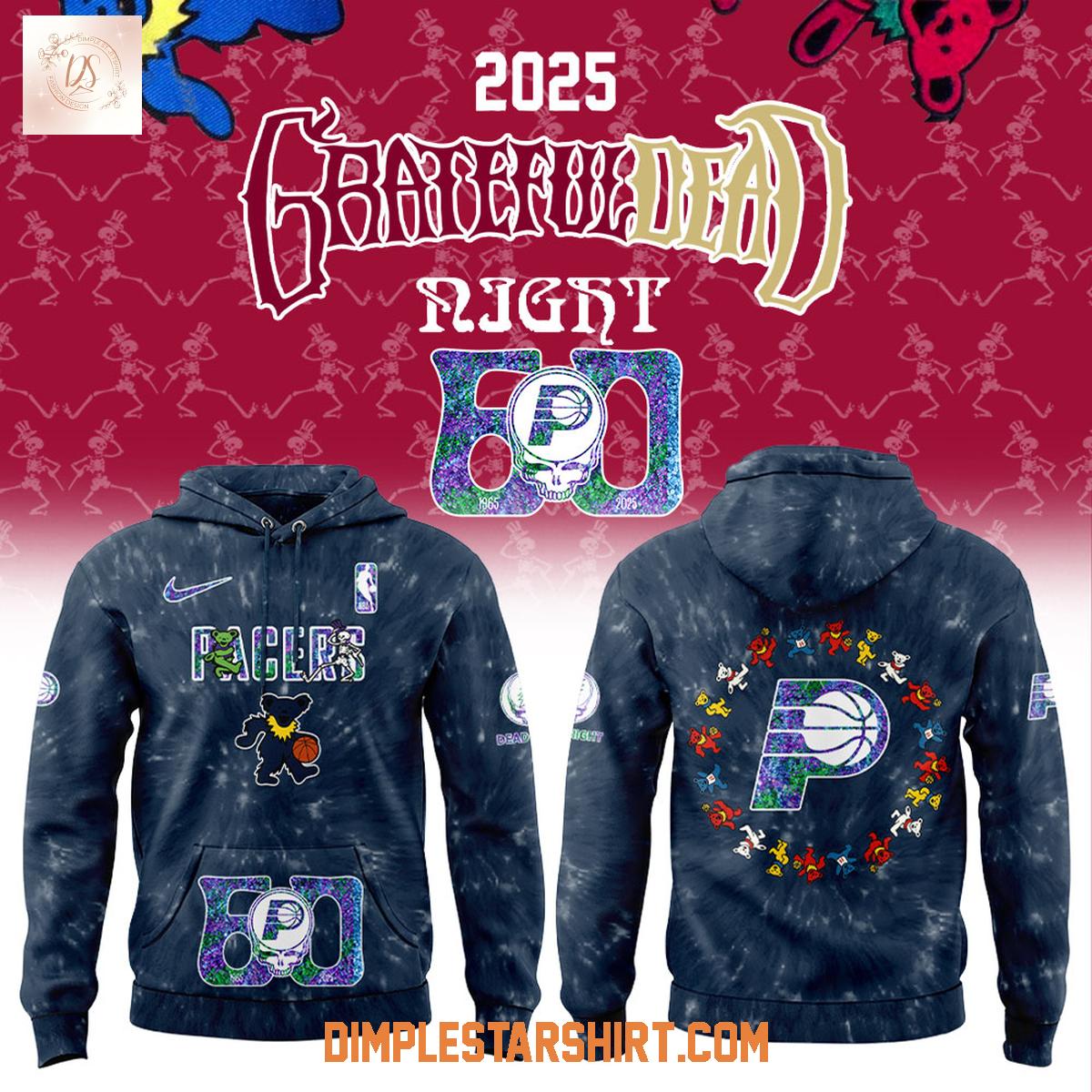 Indiana Pacers Grateful Dead 60th Anniversary Hoodie Shirt Indiana Pacers Grateful Dead 60th Anniversary Hoodie Shirt