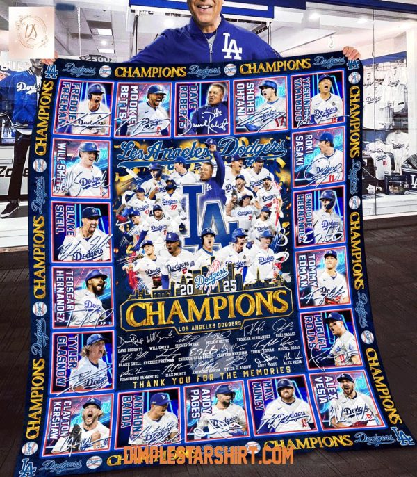 Los Angeles Dodgers Champions 2025 Blanket Quilt