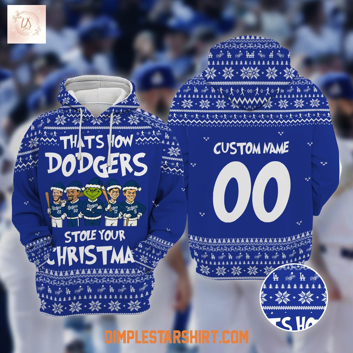 Los Angeles Dodgers Grinch That's How the Dodgers Stole Your Christmas Hoodie Sweater Los Angeles Dodgers Grinch That's How the Dodgers Stole Your Christmas Hoodie Sweater