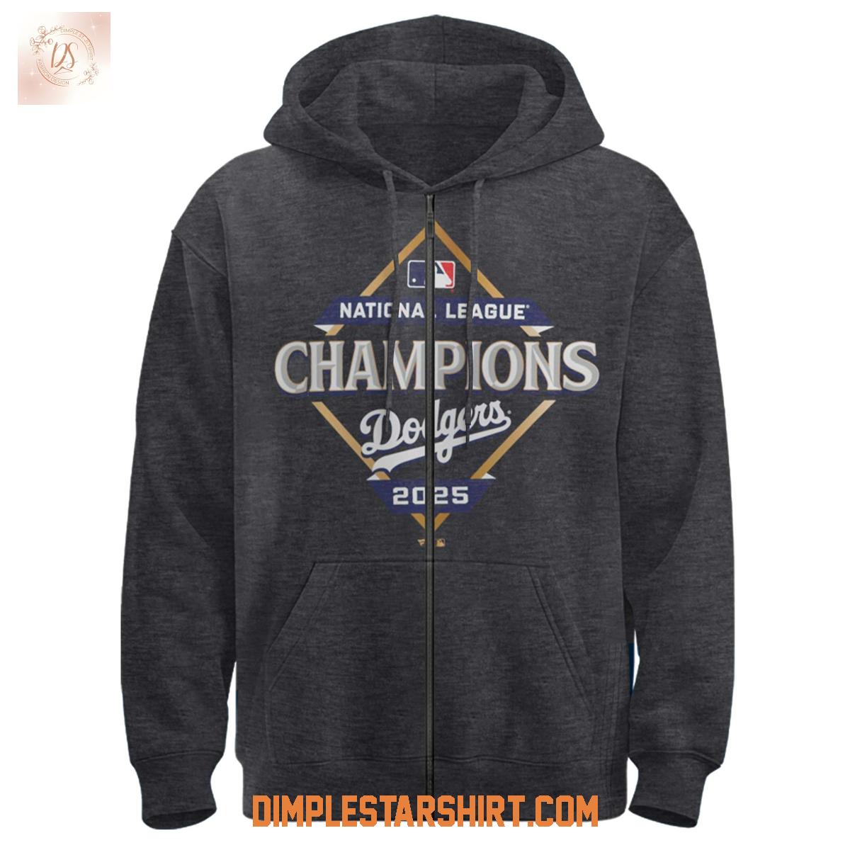 Los Angeles Dodgers National League Champions 2025 Gray Hoodie T Shirt Los Angeles Dodgers National League Champions 2025 Gray Hoodie T Shirt
