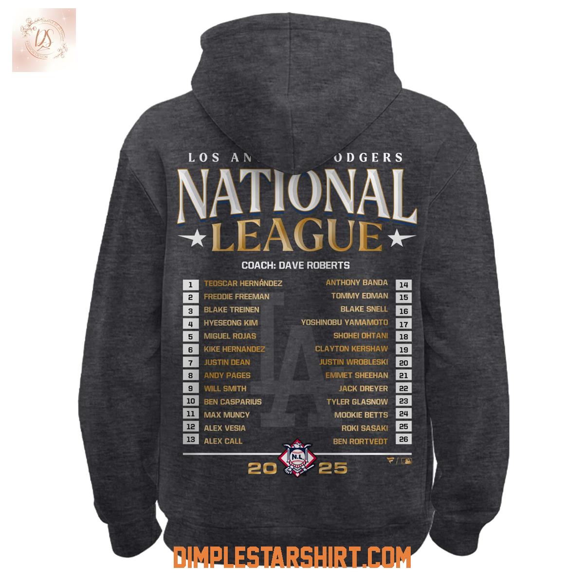 Los Angeles Dodgers National League Champions 2025 Gray Hoodie T Shirt Los Angeles Dodgers National League Champions 2025 Gray Hoodie T Shirt
