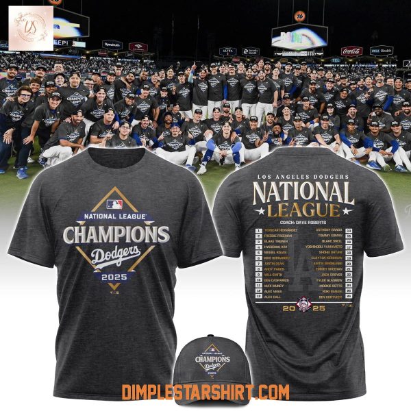 Los Angeles Dodgers National League Champions 2025 Gray Hoodie T Shirt