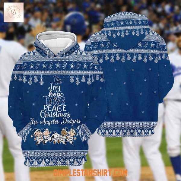 Los Angeles Dodgers Snoopy & Shohei Ohtani Joy Hope Love Peace Christmas Hoodie Sweater