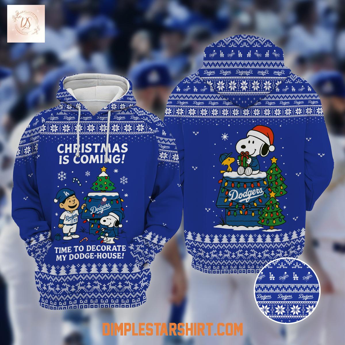 Los Angeles Dodgers Snoopy Christmas Coming Time to Decorate Dodge-House Hoodie Sweater Los Angeles Dodgers Snoopy Christmas Coming Time to Decorate Dodge-House Hoodie Sweater