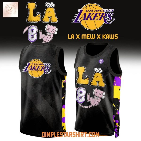 Los Angeles Lakers x Mew x Kaws Black Basketball Jersey