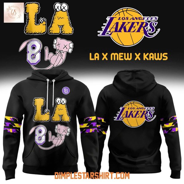 Los Angeles Lakers x Mew x Kaws Black Hoodie Shirt