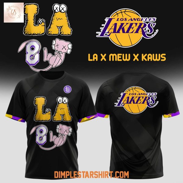 Los Angeles Lakers x Mew x Kaws Black Hoodie Shirt