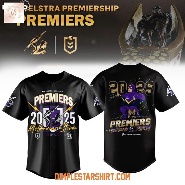 Melbourne Storm 2025 NRL Premiers Black Baseball Jersey