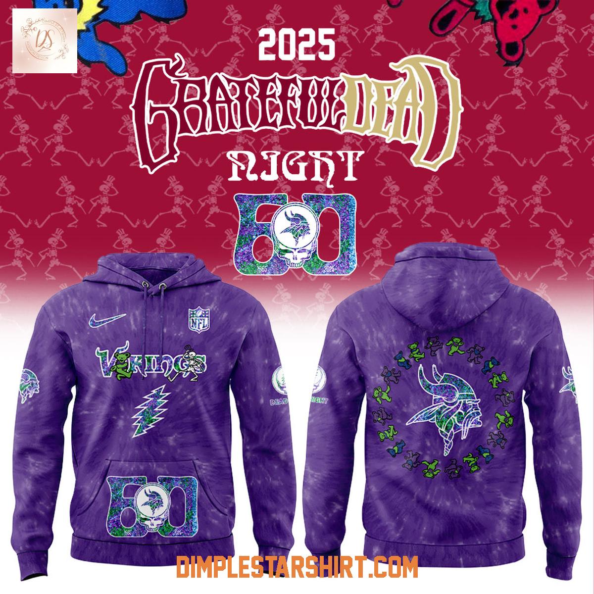 Minnesota Vikings Grateful Dead 60th Anniversary Hoodie Shirt Minnesota Vikings Grateful Dead 60th Anniversary Hoodie Shirt