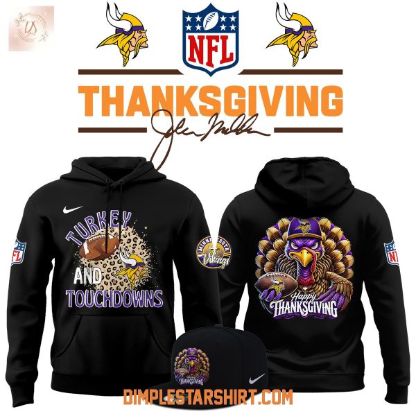 Minnesota Vikings Thanksgiving Turkey And Touchdowns Hoodie Shirt