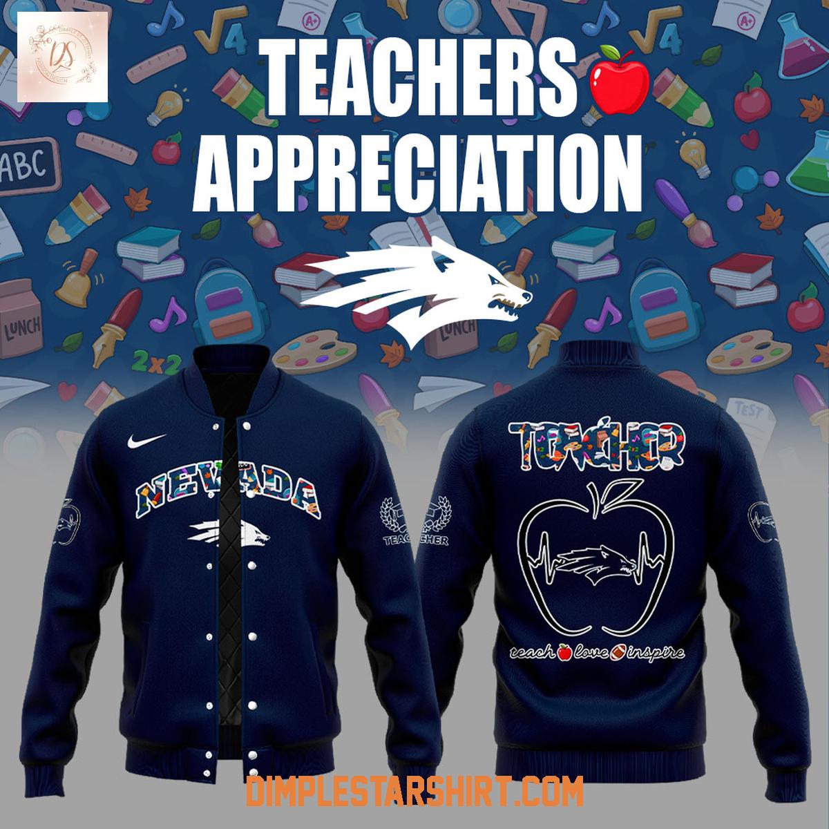 Nevada Wolf Pack Teachers Appreciation 2025 Baseball Jacket Nevada Wolf Pack Teachers Appreciation 2025 Baseball Jacket