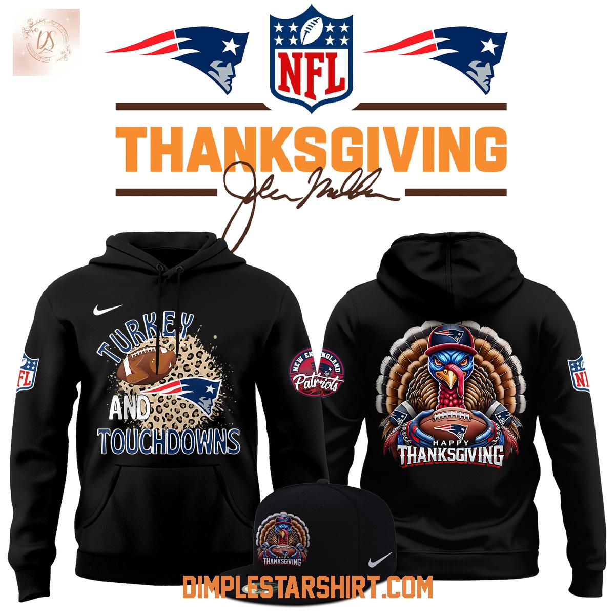New England Patriots Thanksgiving Turkey And Touchdowns Hoodie Shirt New England Patriots Thanksgiving Turkey And Touchdowns Hoodie Shirt