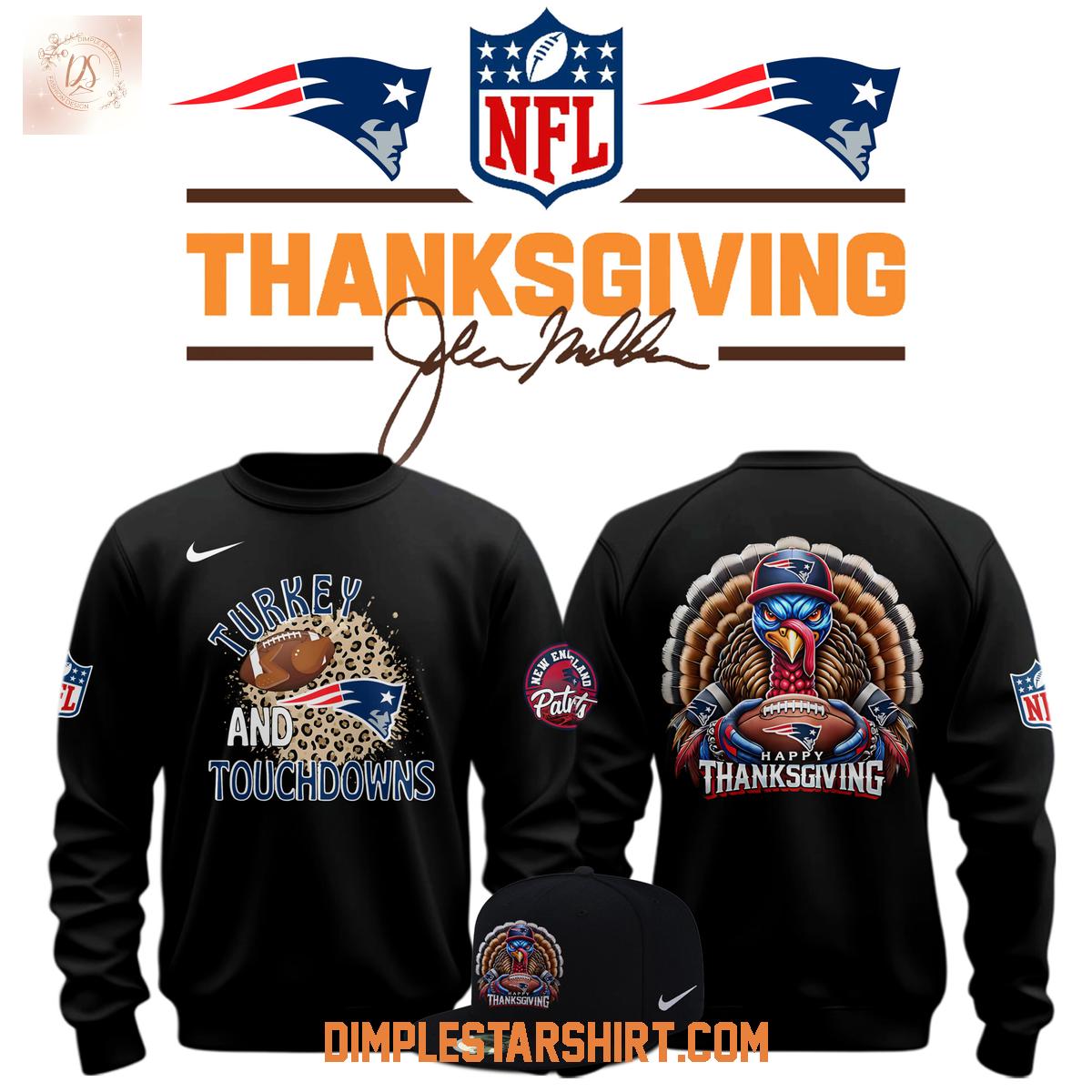New England Patriots Thanksgiving Turkey And Touchdowns Hoodie Shirt New England Patriots Thanksgiving Turkey And Touchdowns Hoodie Shirt