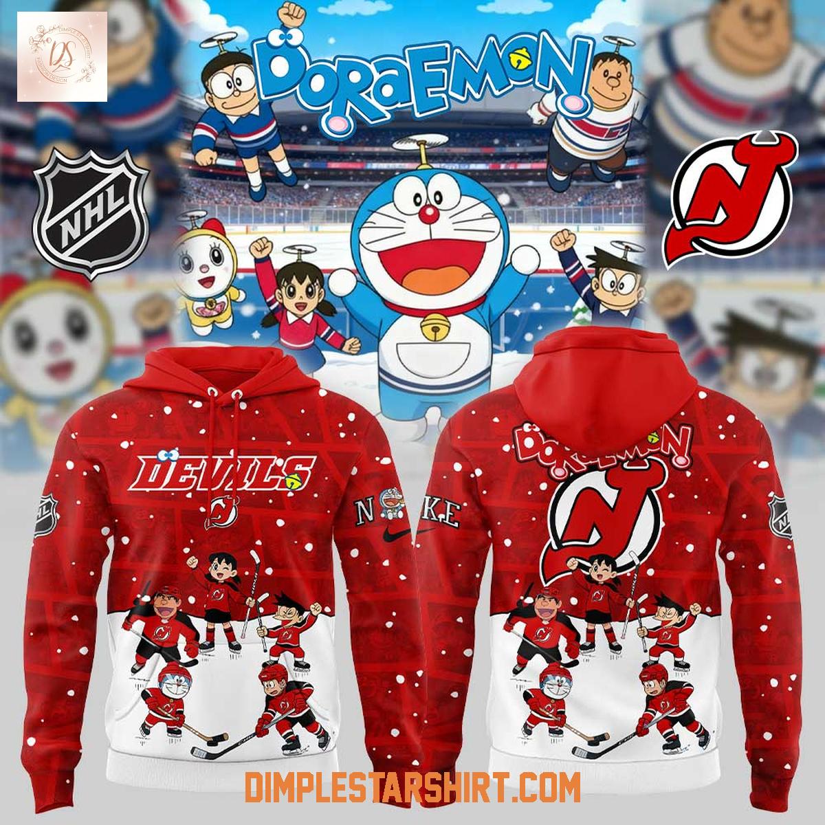 New Jersey Devils Doraemon And Friends Hoodie Shirt New Jersey Devils Doraemon And Friends Hoodie Shirt