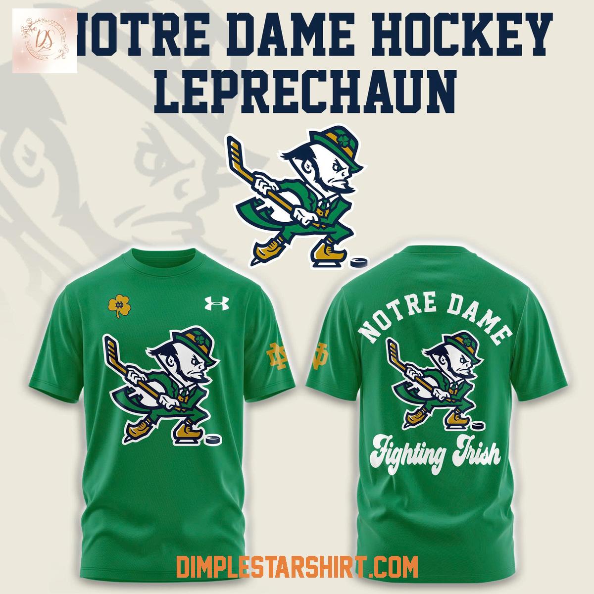 Notre Dame Fighting Irish Hockey Team Leprechaun Green Hoodie Shirt Notre Dame Fighting Irish Hockey Team Leprechaun Green Hoodie Shirt