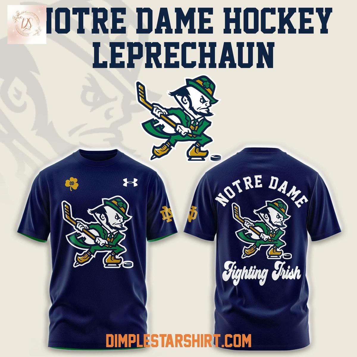Notre Dame Fighting Irish Hockey Team Leprechaun Navy Hoodie Shirt Notre Dame Fighting Irish Hockey Team Leprechaun Navy Hoodie Shirt