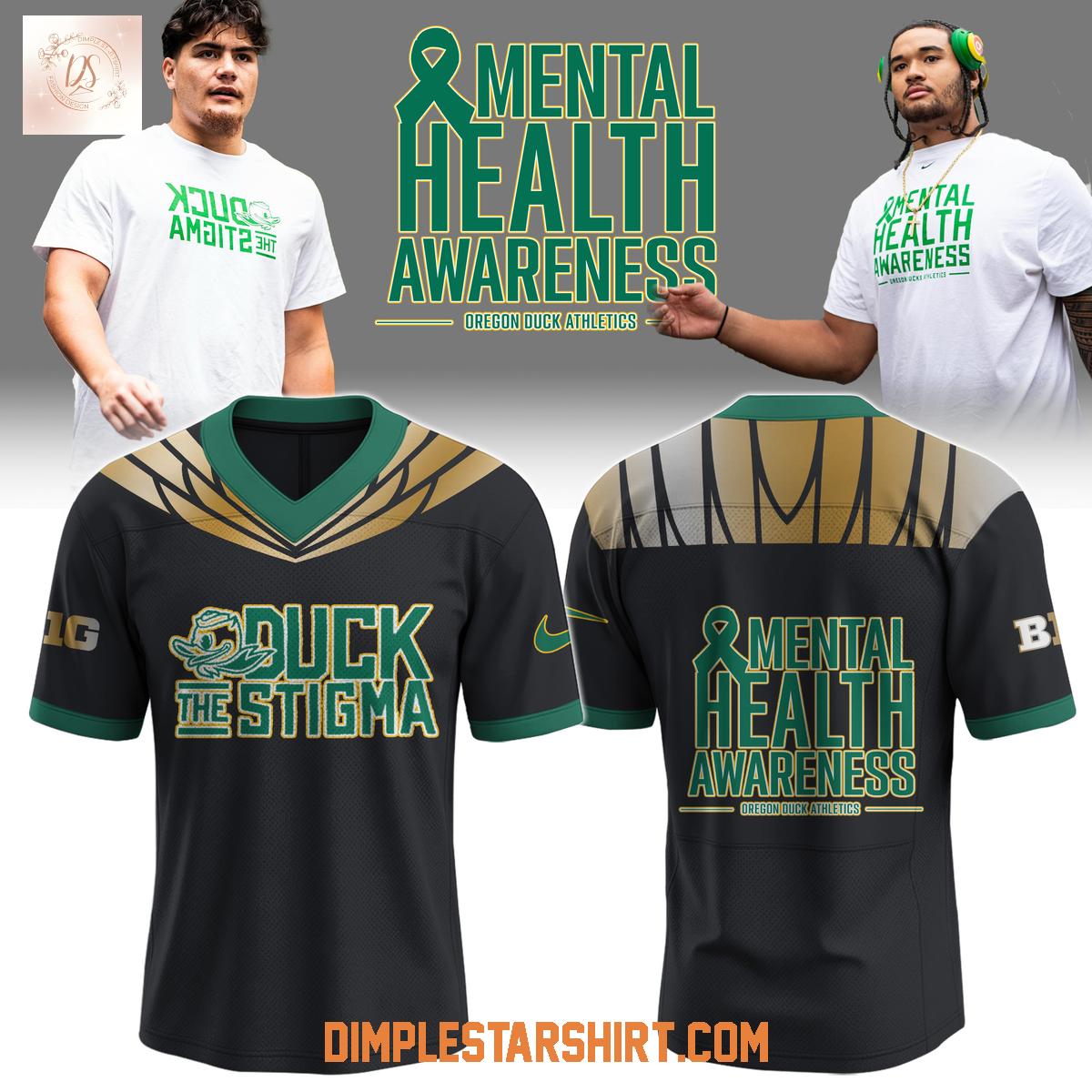 Oregon Ducks Mental Health Awareness Duck The Stigma Football Jersey Oregon Ducks Mental Health Awareness Duck The Stigma Football Jersey