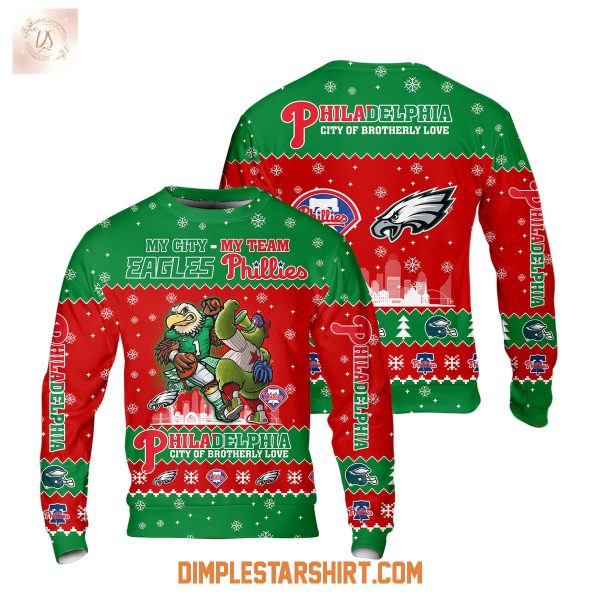 Philadelphia Eagles And Phillies City Of Brotherly Love Ugly Sweater