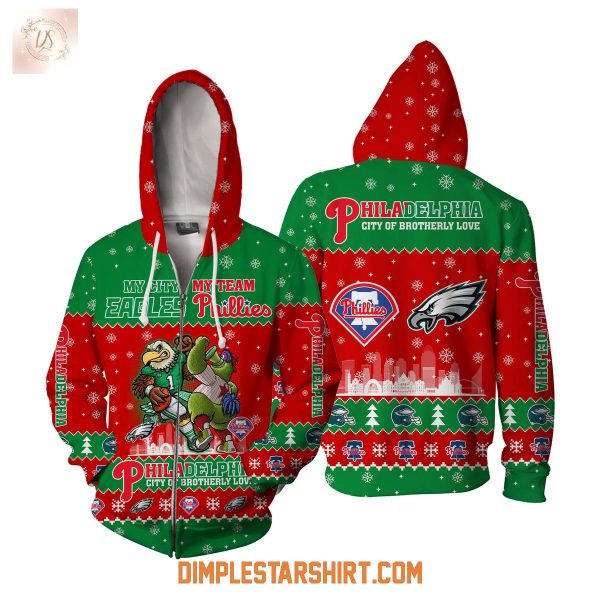 Philadelphia Eagles And Phillies City Of Brotherly Love Ugly Sweater