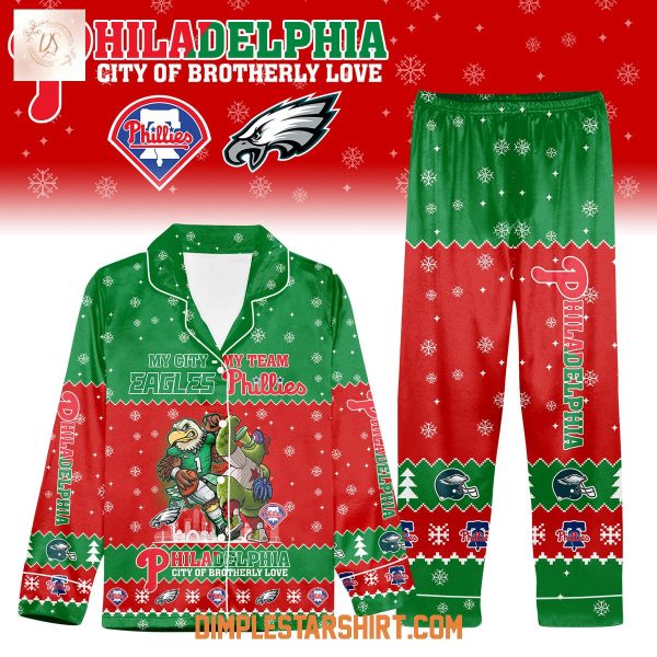 Philadelphia Eagles And Phillies My City My Team Pajamas Set