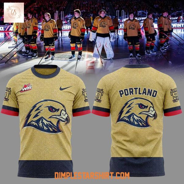 Portland Winterhawks 50th Anniversary Golden Uniform Hoodie Shirt