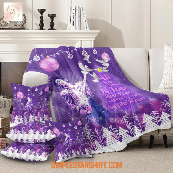 Prince All I Want For Christmas Is Too See You Laughing In The Purple Rain Blanket Quilt And Pillow