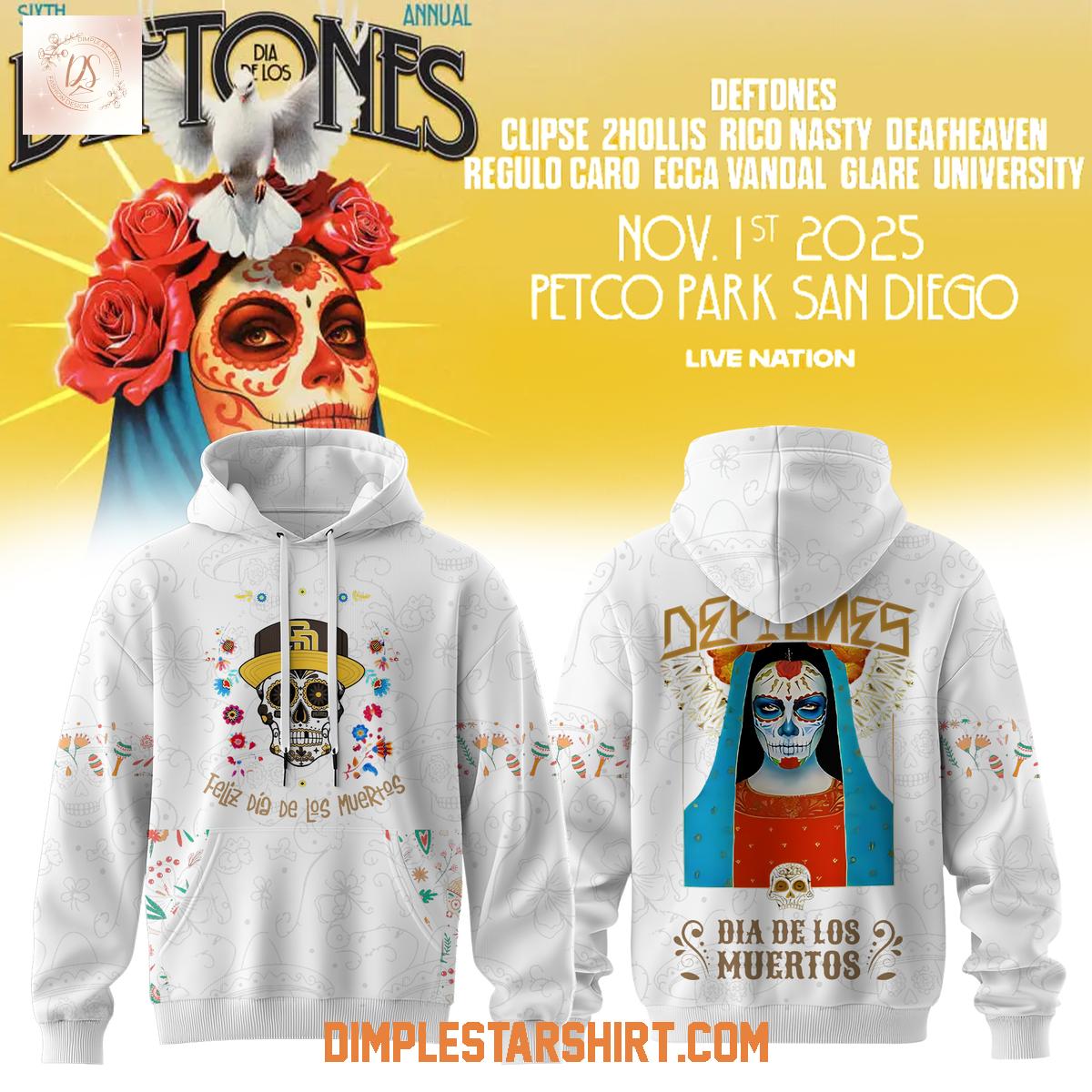 San Diego Padres Dia De Los Deftones 2025 White Hoodie Shirt San Diego Padres Dia De Los Deftones 2025 White Hoodie Shirt