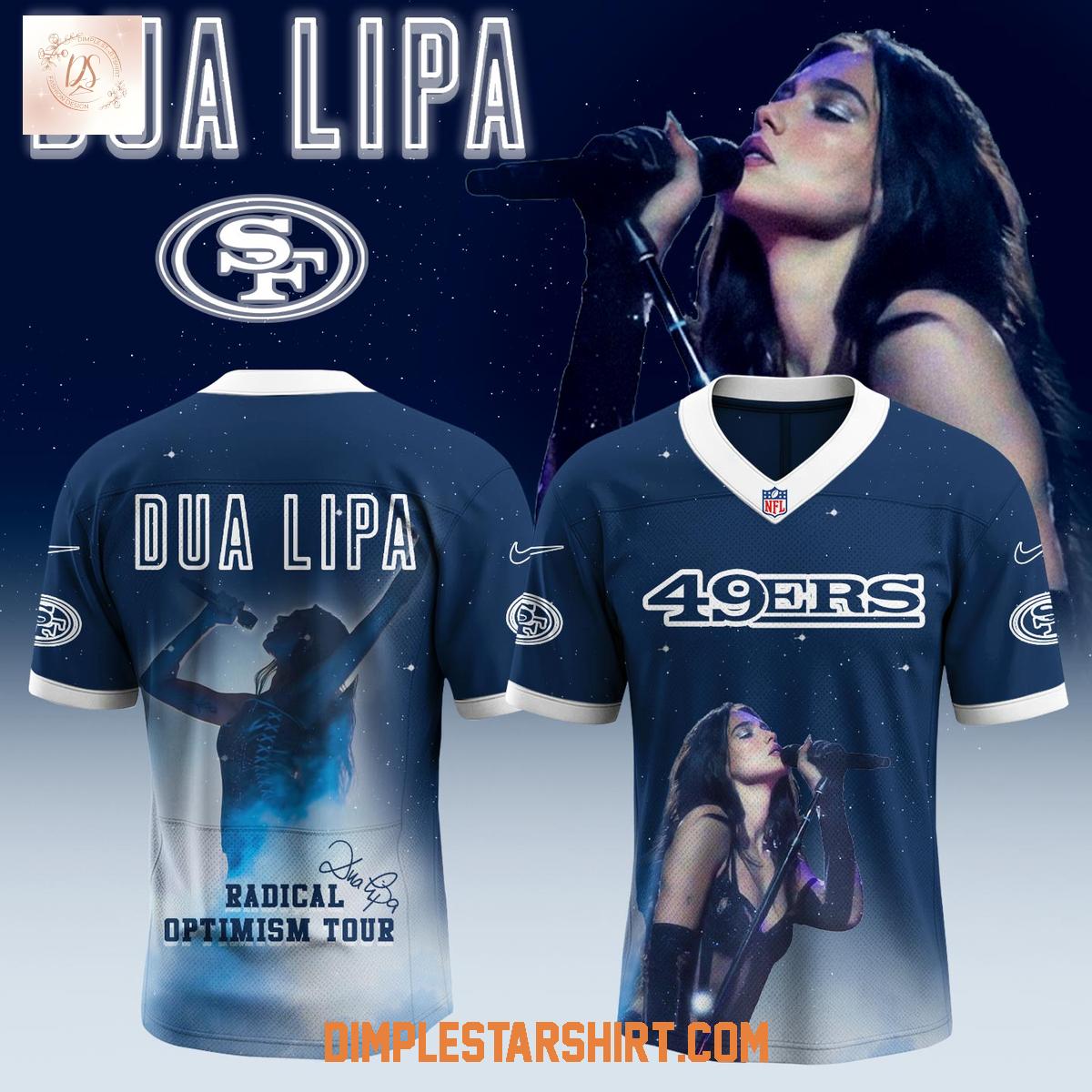 San Francisco 49ers x Dua Lipa Radical Optimism Tour Football Jersey San Francisco 49ers x Dua Lipa Radical Optimism Tour Football Jersey