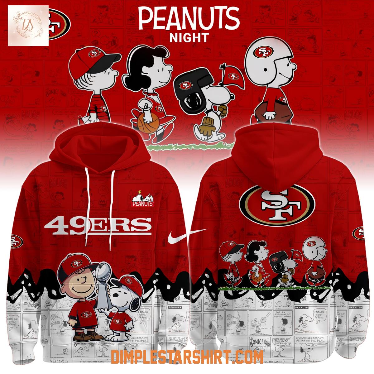 San Francisco 49ers x Snoopy Peanuts Night Hoodie Shirt San Francisco 49ers x Snoopy Peanuts Night Hoodie Shirt