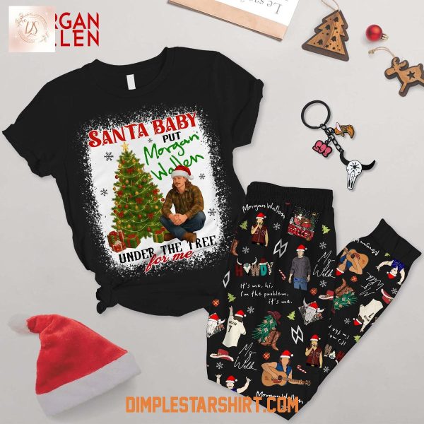 Santa Baby Put Morgan Wallen Under The Tree For Me Pajamas Set Santa Baby Put Morgan Wallen Under The Tree For Me Pajamas Set