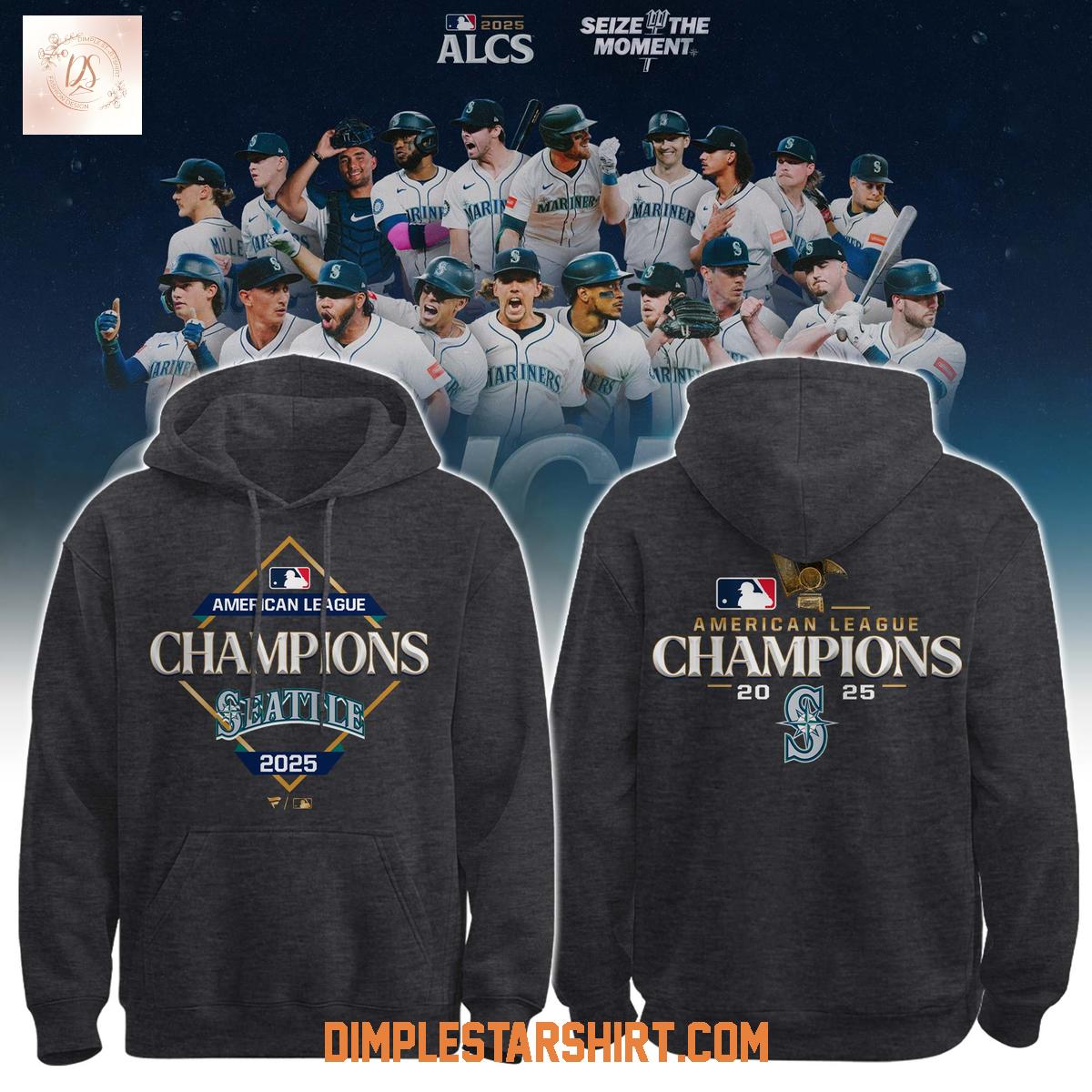 Seattle Mariners AL Champions 2025 Gray Hoodie Shirt Seattle Mariners AL Champions 2025 Gray Hoodie Shirt