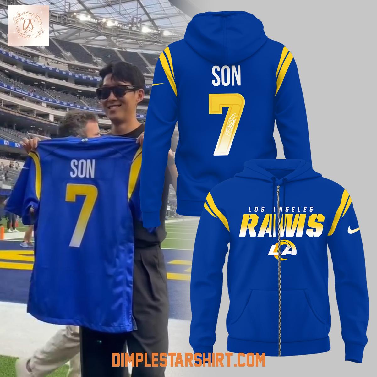 Son Heung Min x Los Angeles Rams Hoodie Shirt Son Heung Min x Los Angeles Rams Hoodie Shirt