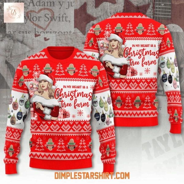 Taylor Swift In My Heart Is A Christmas Tree Farm Ugly Sweater