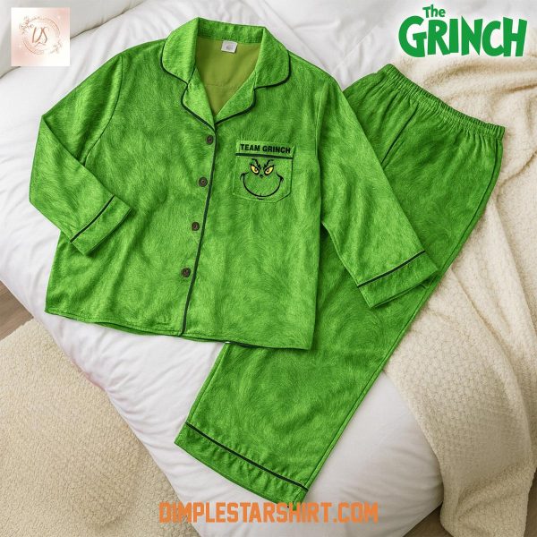 The Grinch Green Button Pajamas Set