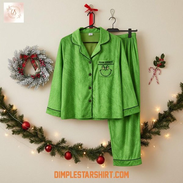 The Grinch Green Button Pajamas Set