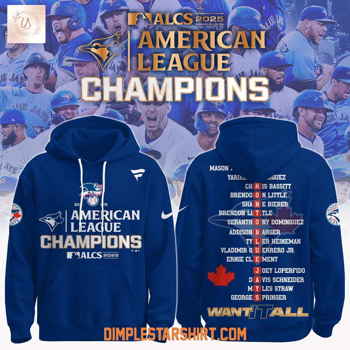 Toronto Blue Jays 2025 American League Champions Hoodie Shirt Toronto Blue Jays 2025 American League Champions Hoodie Shirt