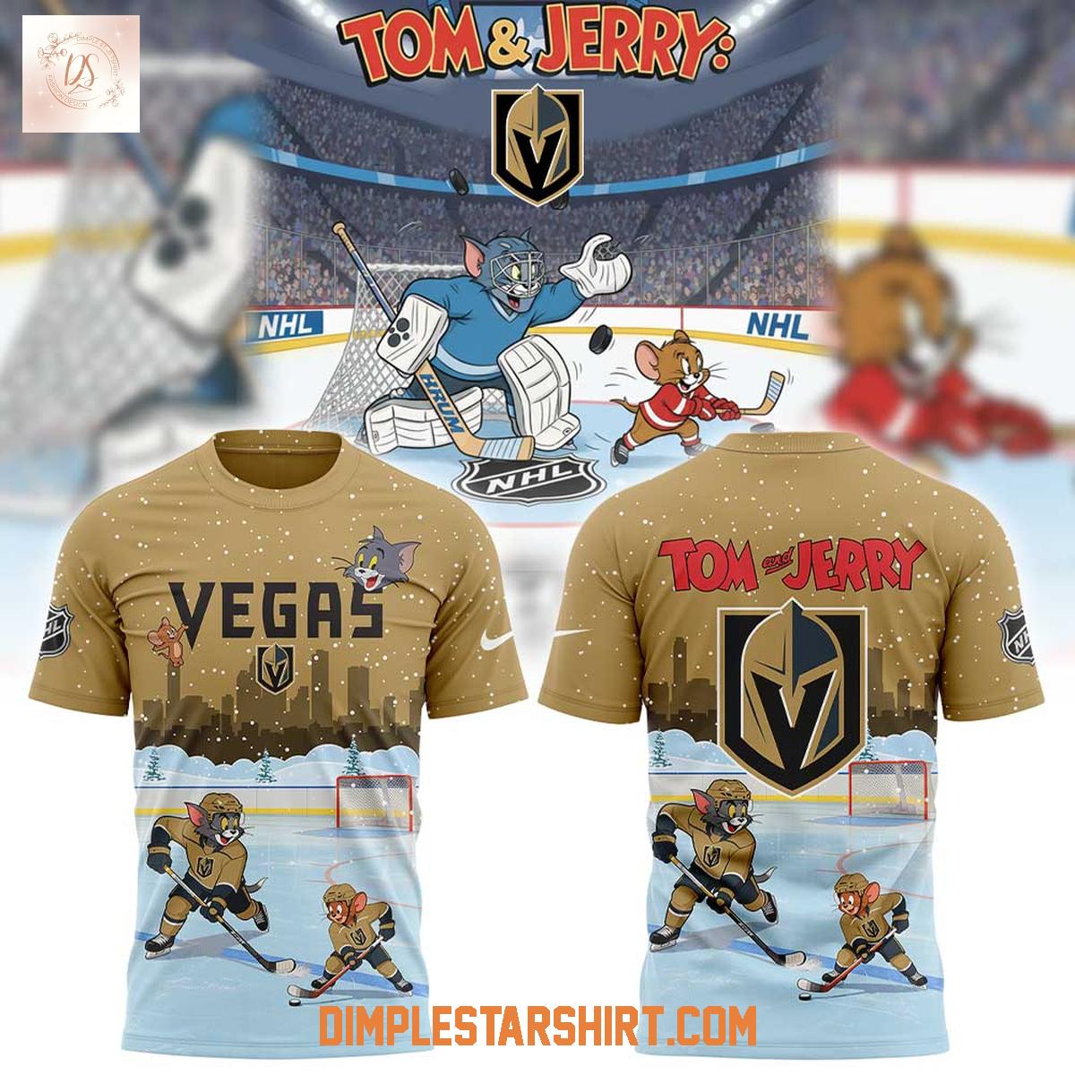 Vegas Golden Knights Tom And Jerry Christmas Hoodie Shirt Vegas Golden Knights Tom And Jerry Christmas Hoodie Shirt