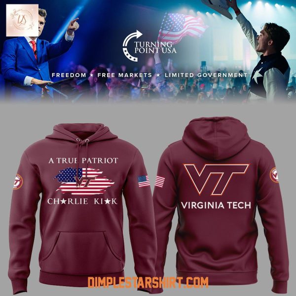 Virginia Tech Hokies Charlie Kirk A True Patriot Hoodie Shirt