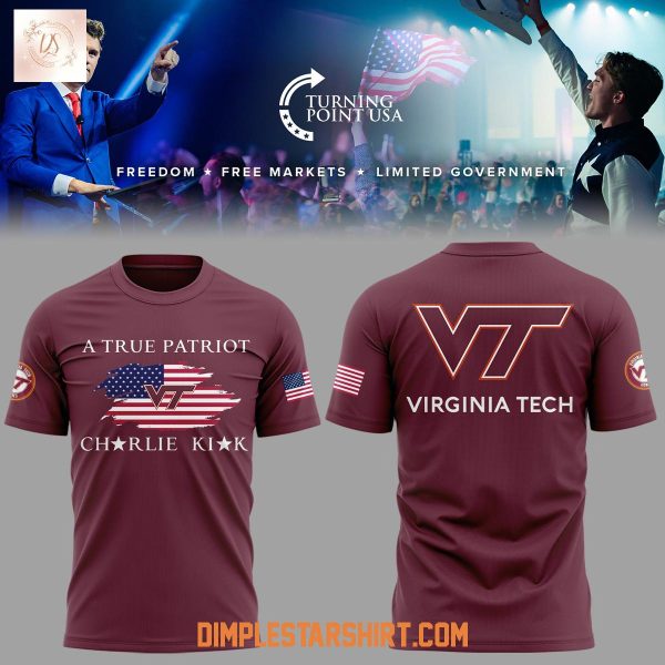 Virginia Tech Hokies Charlie Kirk A True Patriot Hoodie Shirt