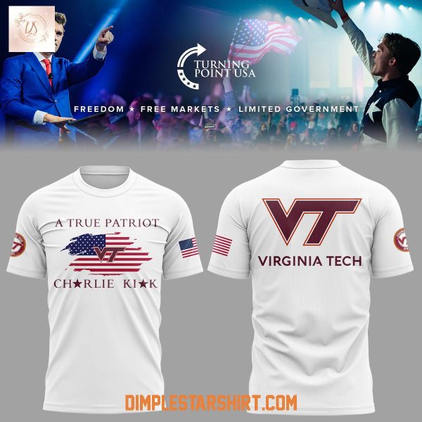 Virginia Tech Hokies Charlie Kirk A True Patriot White Hoodie Shirt