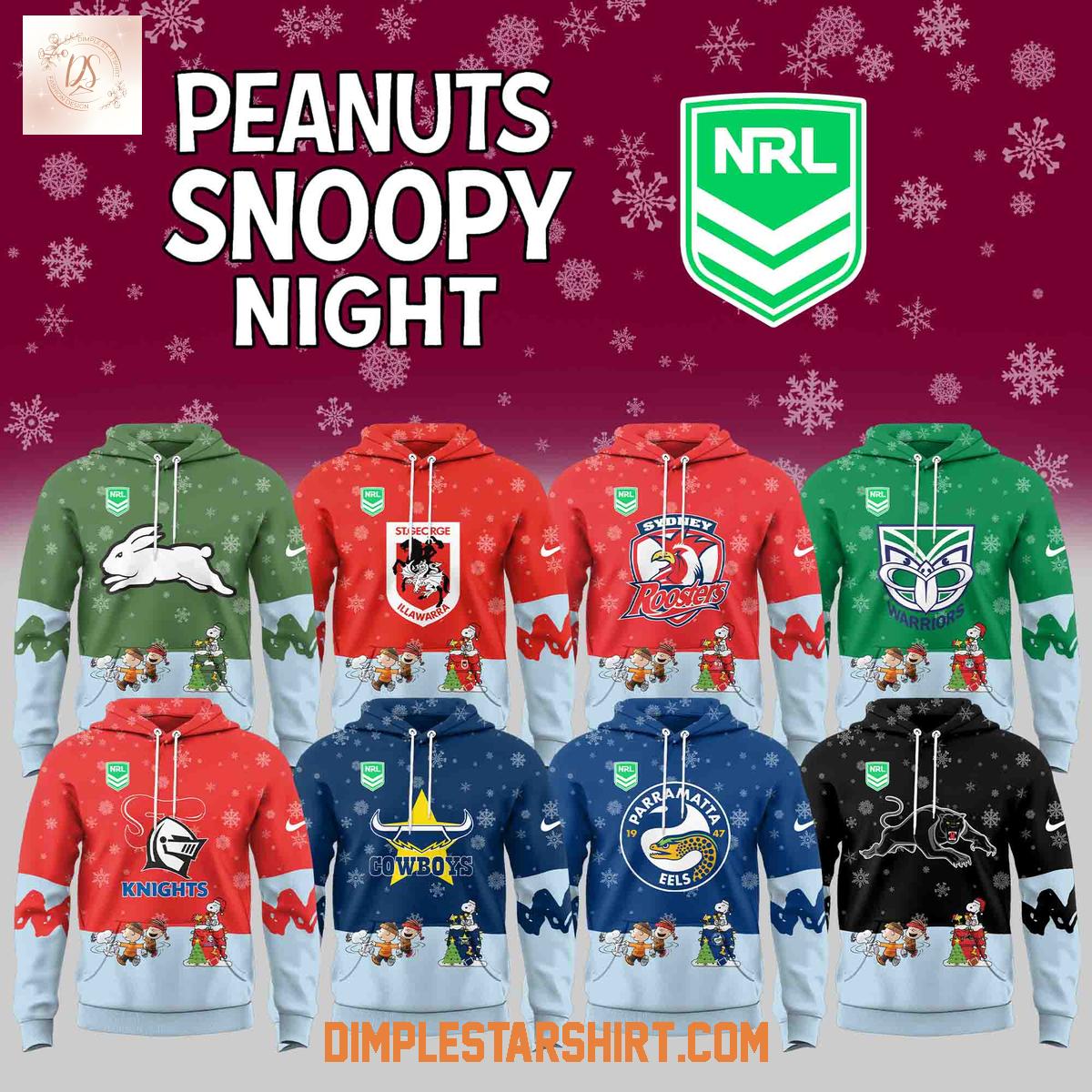 All Team NRL x Snoopy Peanuts Night Christmas Holiday Hoodie T-Shirt All Team NRL x Snoopy Peanuts Night Christmas Holiday Hoodie T-Shirt