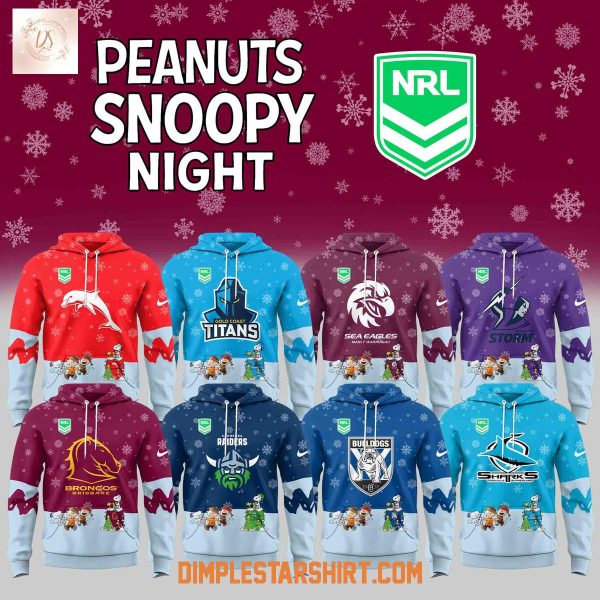 All Team NRL x Snoopy Peanuts Night Christmas Holiday Hoodie T Shirt