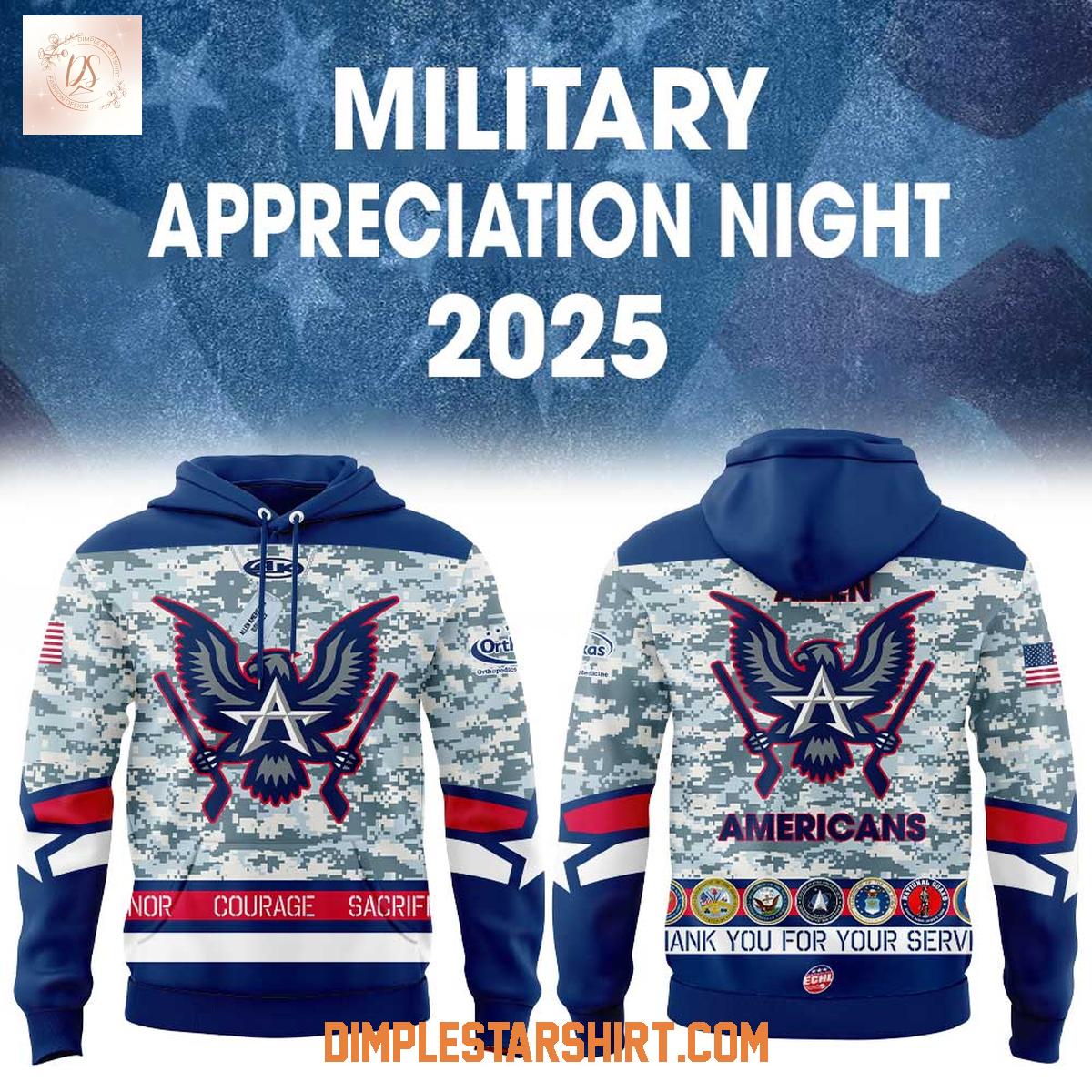 Allen Americans Military Appreciation Night 2025 Hoodie Shirt Allen Americans Military Appreciation Night 2025 Hoodie Shirt