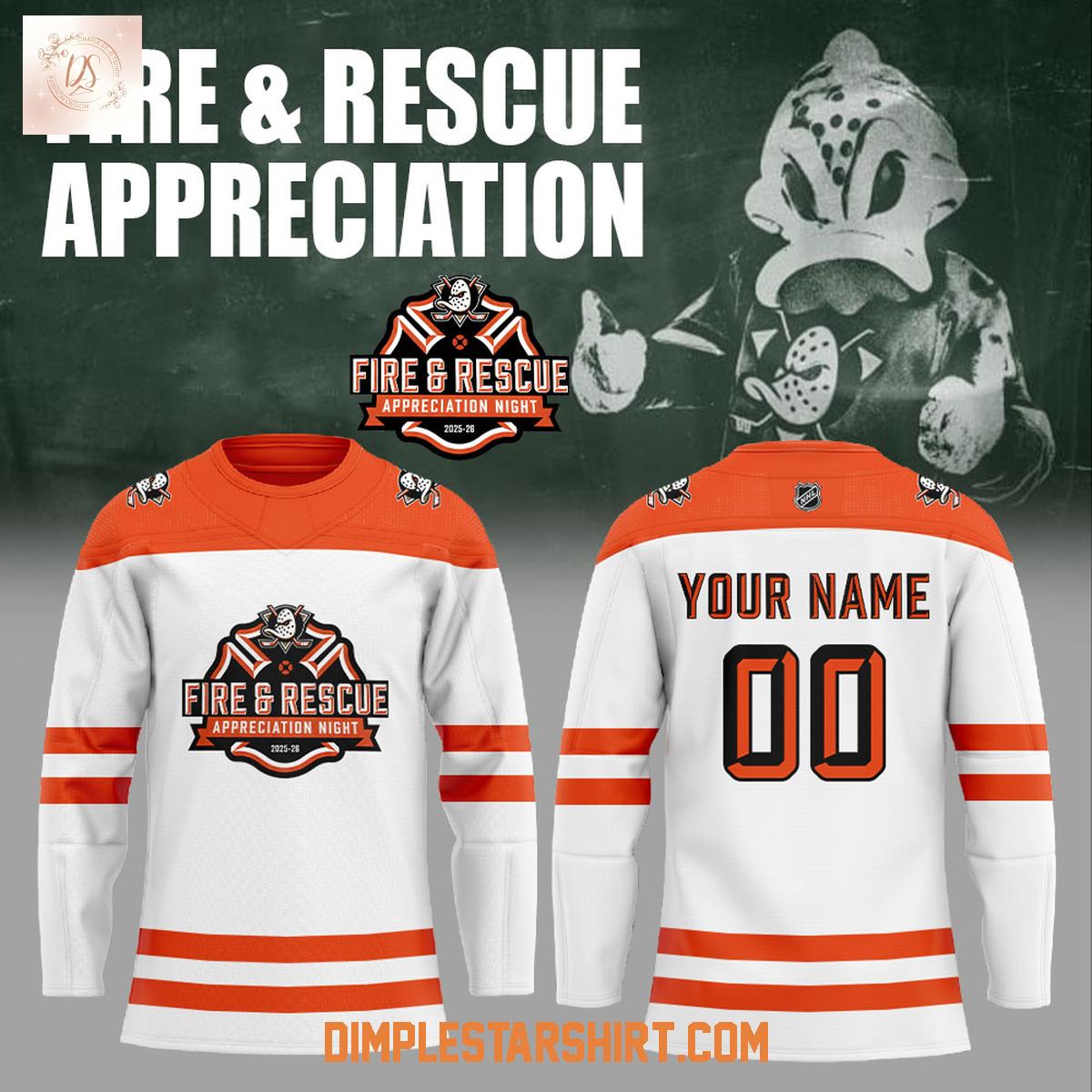 Anaheim Ducks Fire & Rescue Appreciation Night Jersey Anaheim Ducks Fire & Rescue Appreciation Night Jersey