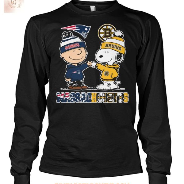 Boston Bruins And New England Patriots x Snoopy Christmas T Shirt