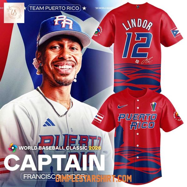 Captain Francisco Lindor Team Puerto Rico 2026 World Baseball Jersey