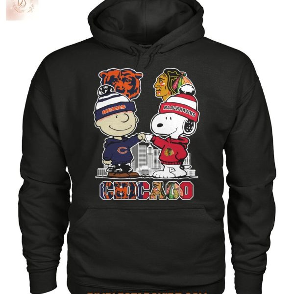 Chicago Bears And Blackhawks x Snoopy Christmas T Shirt